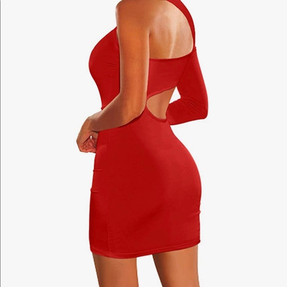 Women's Sexy One Sleeve Cutout Bodycon Club Party Mini - Picture 2 of 2